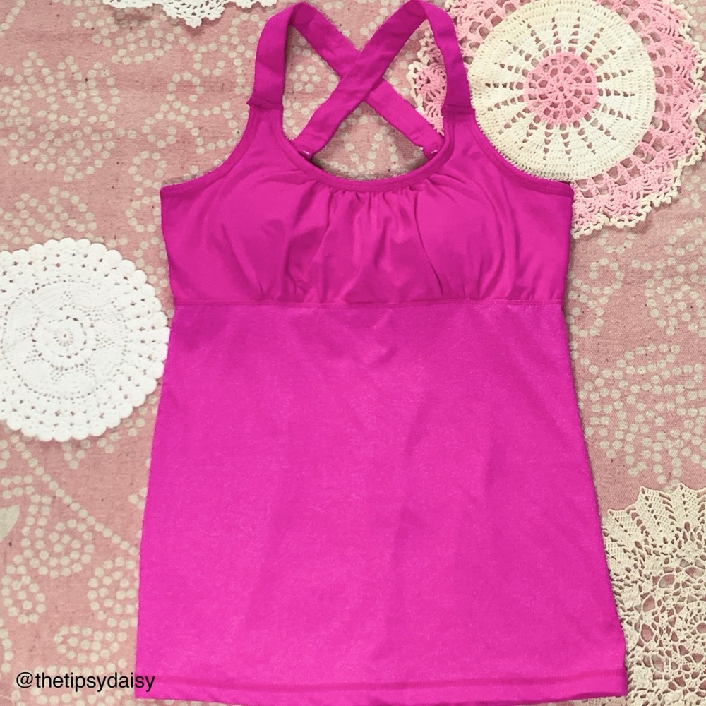 Hot pink athletic top with built in support